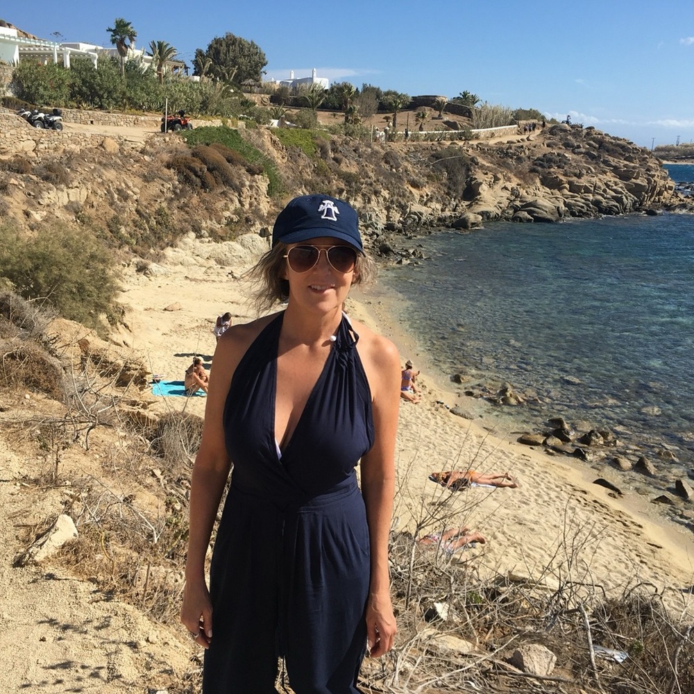 Indah Navy Blue Halter Jumpsuit with leg slits S